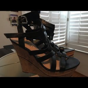 Black Leathers Wedges